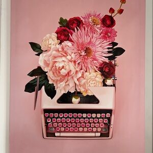 IKEA Pink Floral Typewriter Wall Art